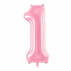 Balon cifra 1 din folie, 86 cm, roz pastel